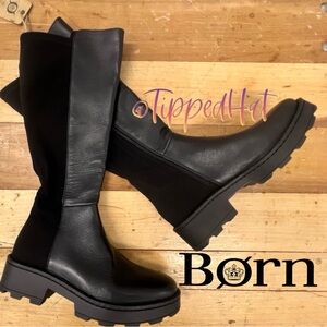 Born Women’s Black Knee-High Lug Sole Boots Size 10